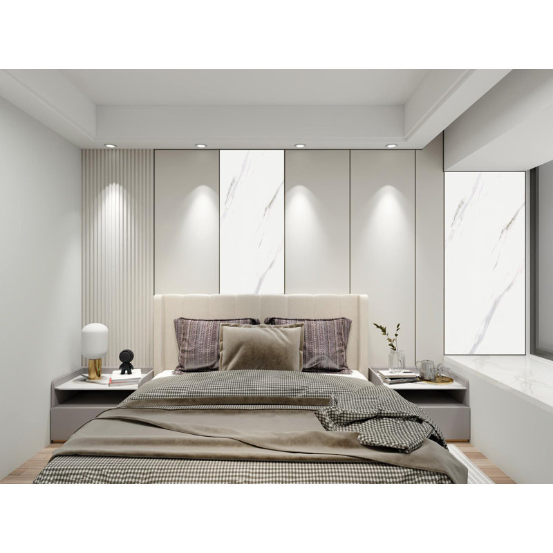 2 panneaux muraux de décoration en marbre blanc Ppf / 2 pièces (2 panneaux), H 98,50 po x l 23,20 po