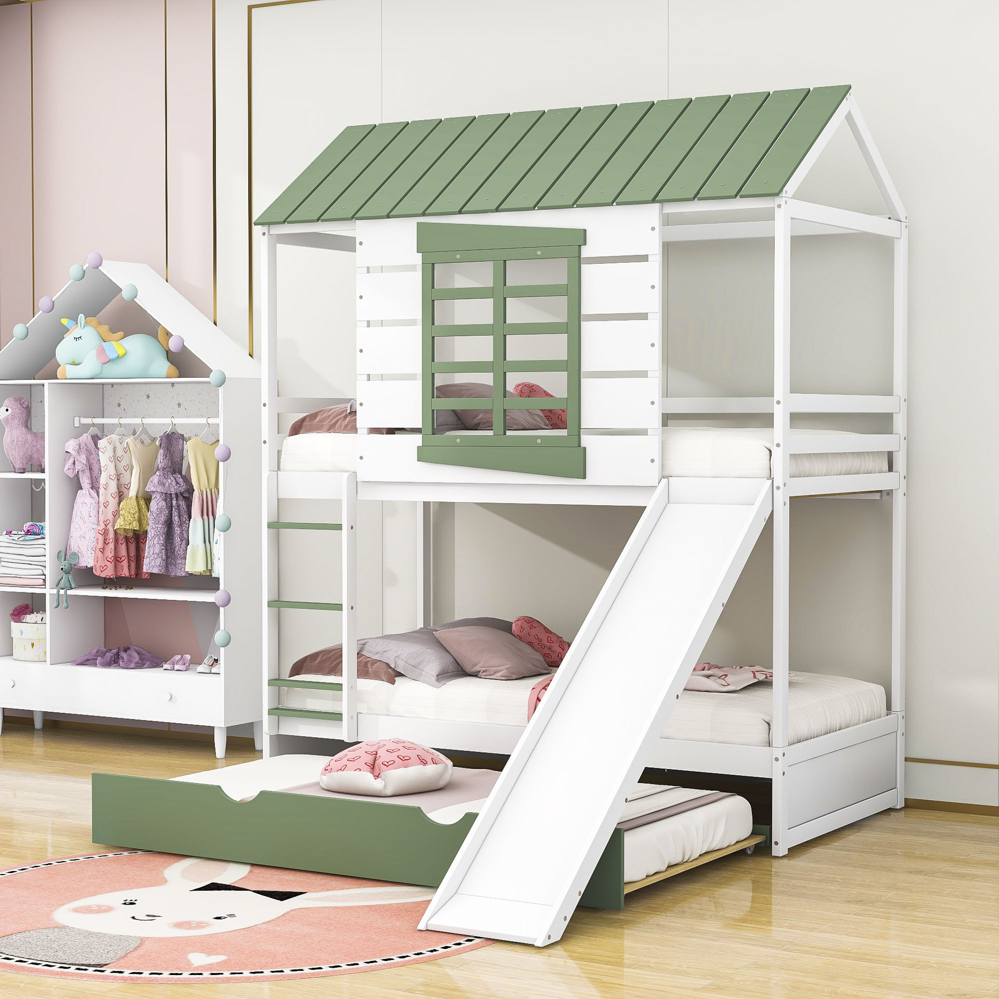 Harper Orchard Tammo Twin over Twin Canopy Standard Bunk Bed with Trundle by Harper Orchard