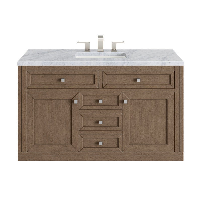 Chicago 48 in. Single Vanity, Walnut Whisper, Carrara White, 8" Widespread