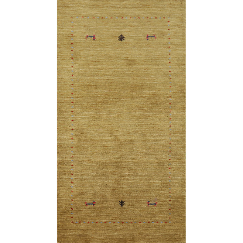 Tapis vert en laine vert Gabbeh 3x5