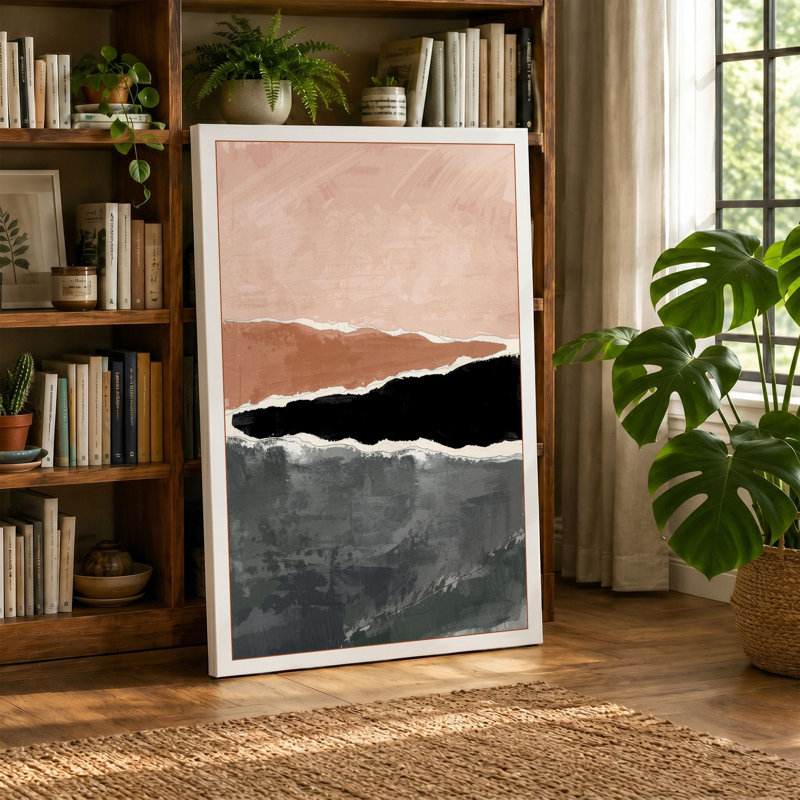 Layered Horizons Minimalist - Wrapped Canvas, 36x24 - 91.4 x 61.0 cm, Black Border