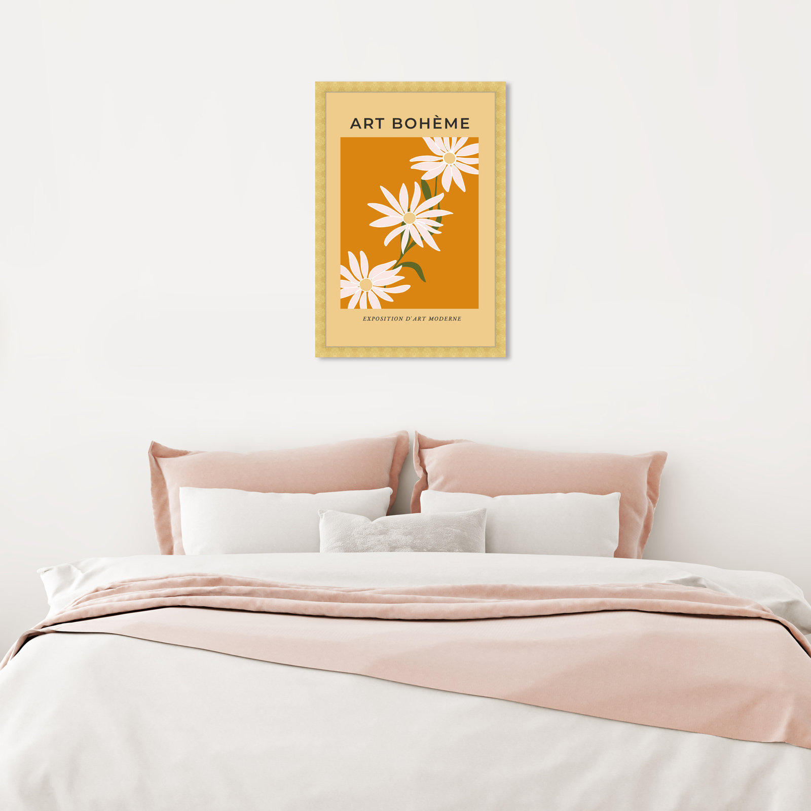 French "White Daisy" Print by Oliver Gal, 26" H x 18" W, Gold Framed Paper