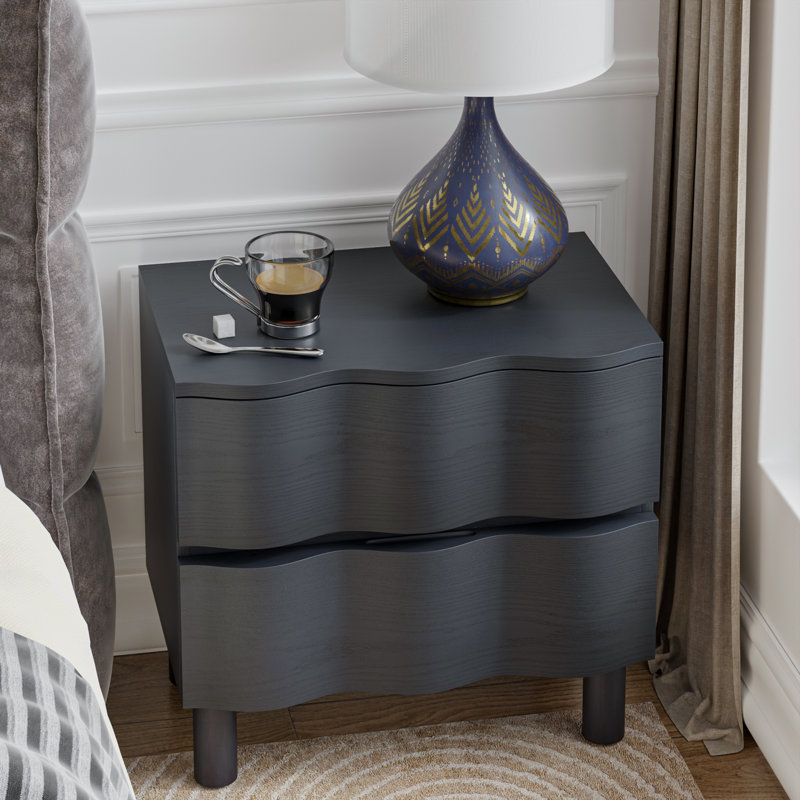 Table de chevet 2 tiroirs Modern, Noir