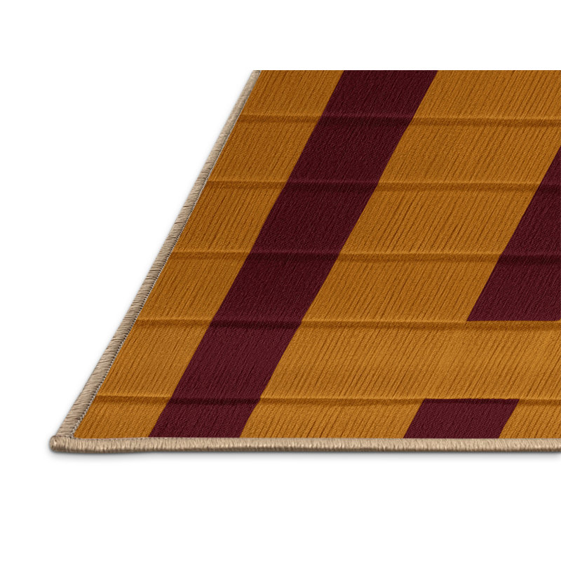 Tapis brun à carreaux lavable à la machine, Rectangle 2 pi x 3 pi