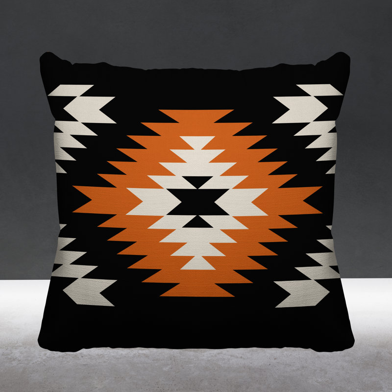 Coussin décoratif intérieur / extérieur Southwestern, Orange, L 19 po x H 19 po