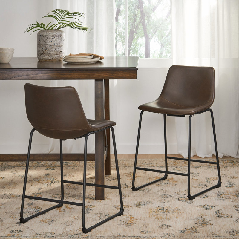 Tabouret de comptoir de style rétro brun de 24 pouces (ensemble de 2), Brun