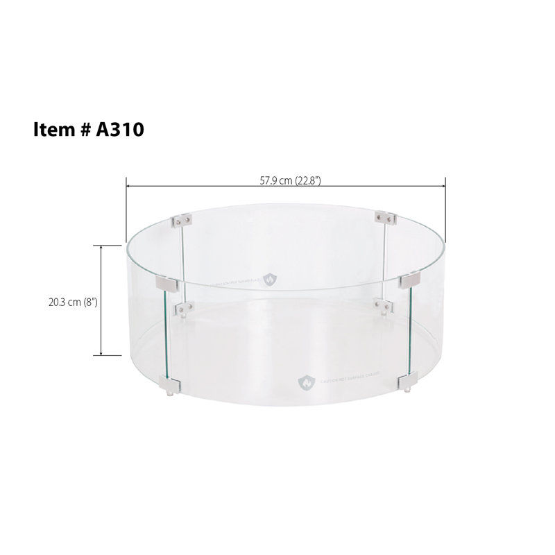 Round 23" Fire Pit/Table Wind Guard (Glass)