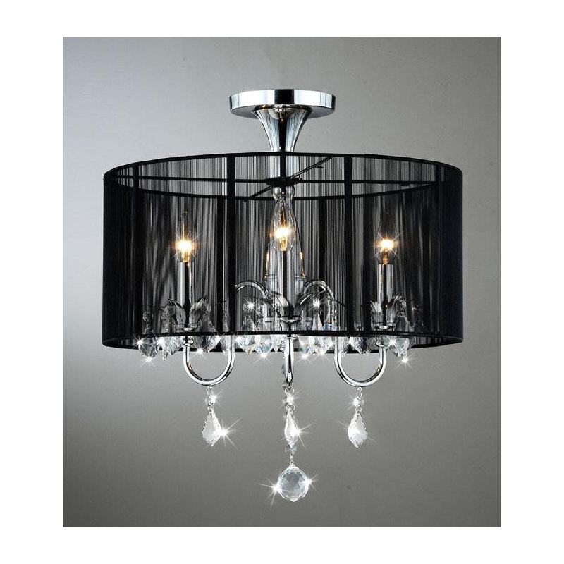 Avleen 3 - Light Fabric Dimmable Drum Chandelier