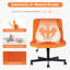 Fauteuil de bureau orange en velours Criss Cross sans accoudoirs avec roulettes - Polyvalent pour le bureau personnel, la méditation et le maquillage-1115967093