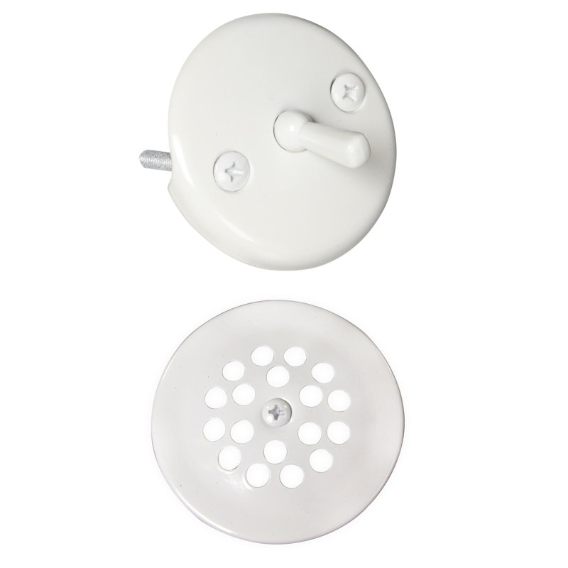 3-1/8" Trip Lever Bathtub and Shower Drain Kit with 2-Hole Overflow, Powder Coat White