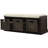 Rustic Storage Bench With 3 Removable Classic Rattan Basket , Entryway Bench With Removable Cushion-276792475