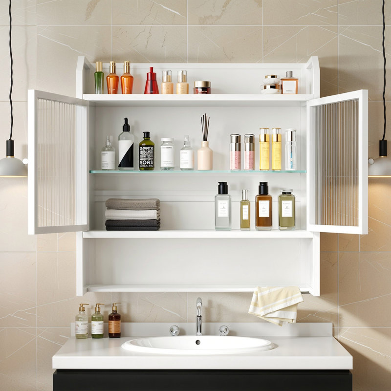 Armoire murale de salle de bain Pelaga Natalie avec 2 portes, au-dessus de la toilette, Naturel
