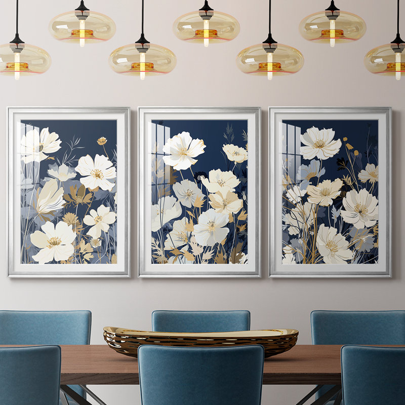 FLORAL Series CCCCLXXXXI - Impression encadrée sur mesure de qualité supérieure - 3 pièces, H 21 po x l 30 po