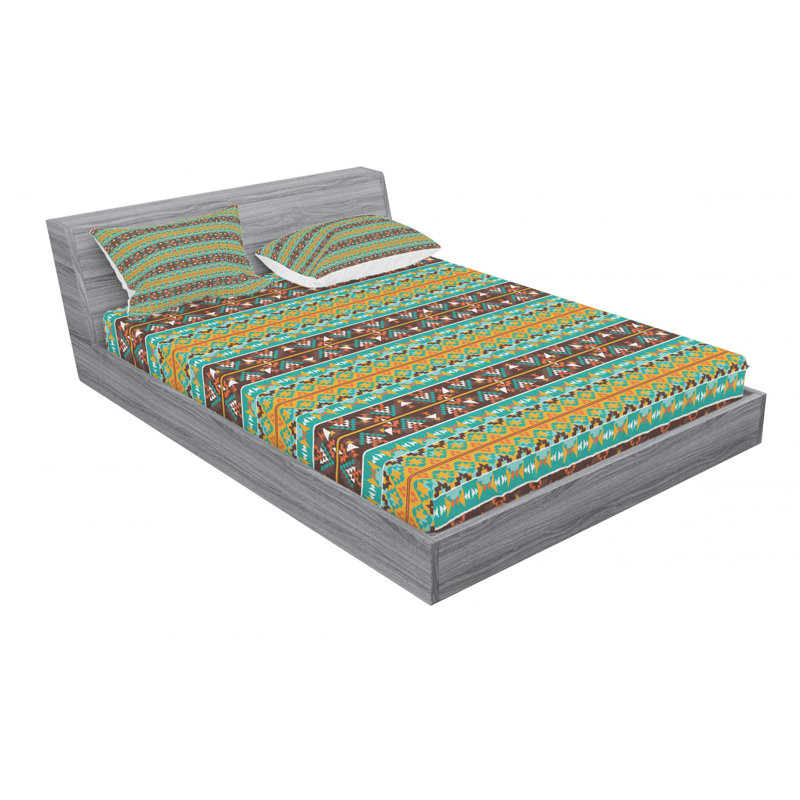 Microfiber Striped Sheet Set, Queen Sheet Set with Fitted Sheet