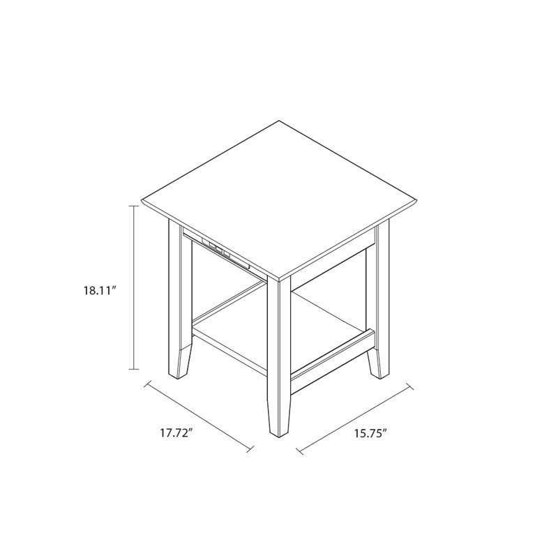 SOLID WOOD END-TABLE/NIGHTSTAND  WITH CHARGING STATION, TWO POWER OUTLETS & USB TYPE-A, TYPE-C CHARGING PORTS, Natural Wood