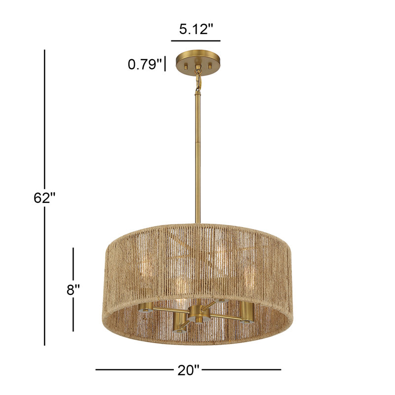 Lustre cylindrique unique à 4 lumières Julep