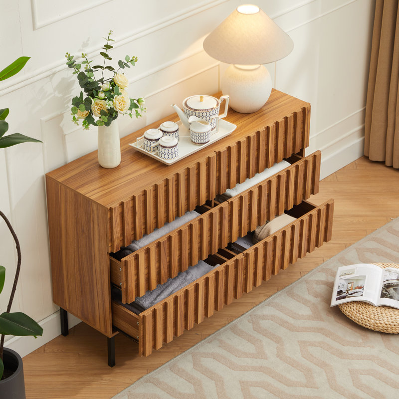 Commode double 6 tiroirs l 43,3 po, Nature