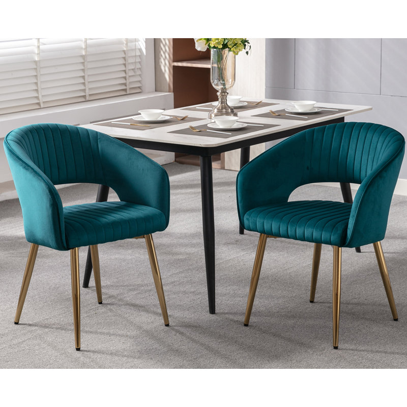 18.9'' H Velvet Upholstered Armchair, Teal