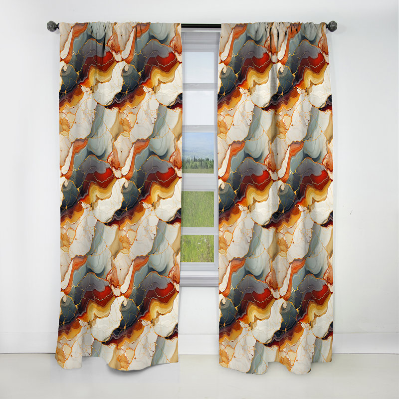 Beauty Marble Pattern I - Abstract Marble Curtain - Blackout Marble Curtain - 1 Panels, 52" W x 95" L