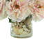 Peony and Hydrangea Arrangement in a Clear Glass Pot with Seashell