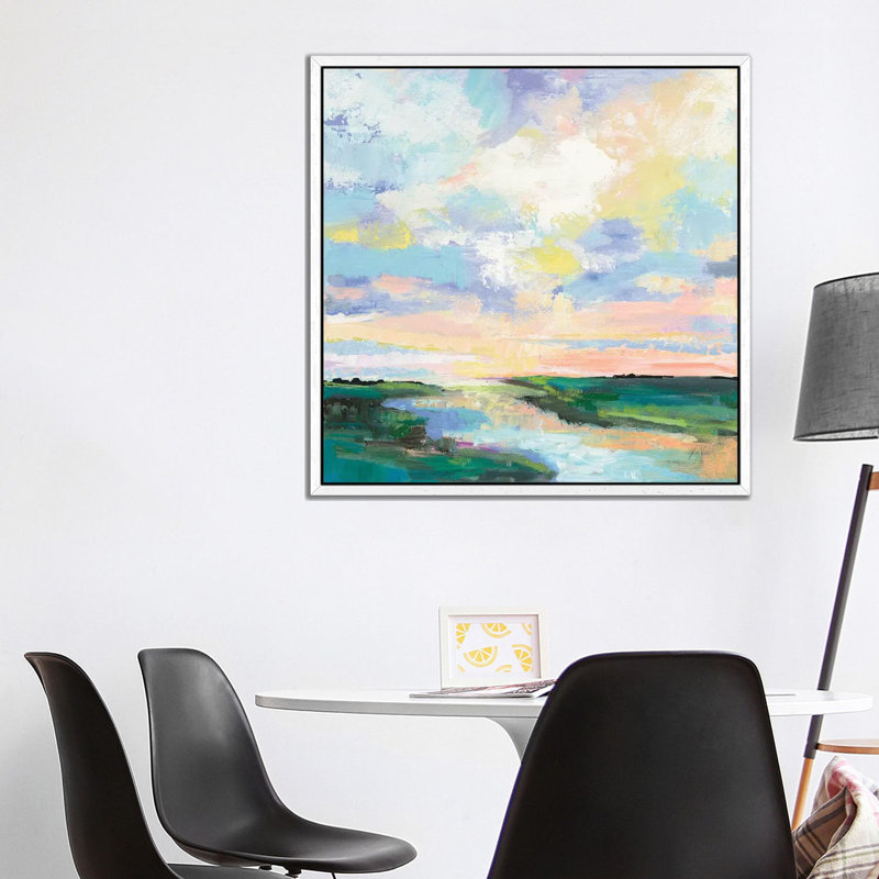 Mystic 1 Piece Painting on Canvas, 93.98cm H x 93.98cm W x 3.81cm D, White Framed
