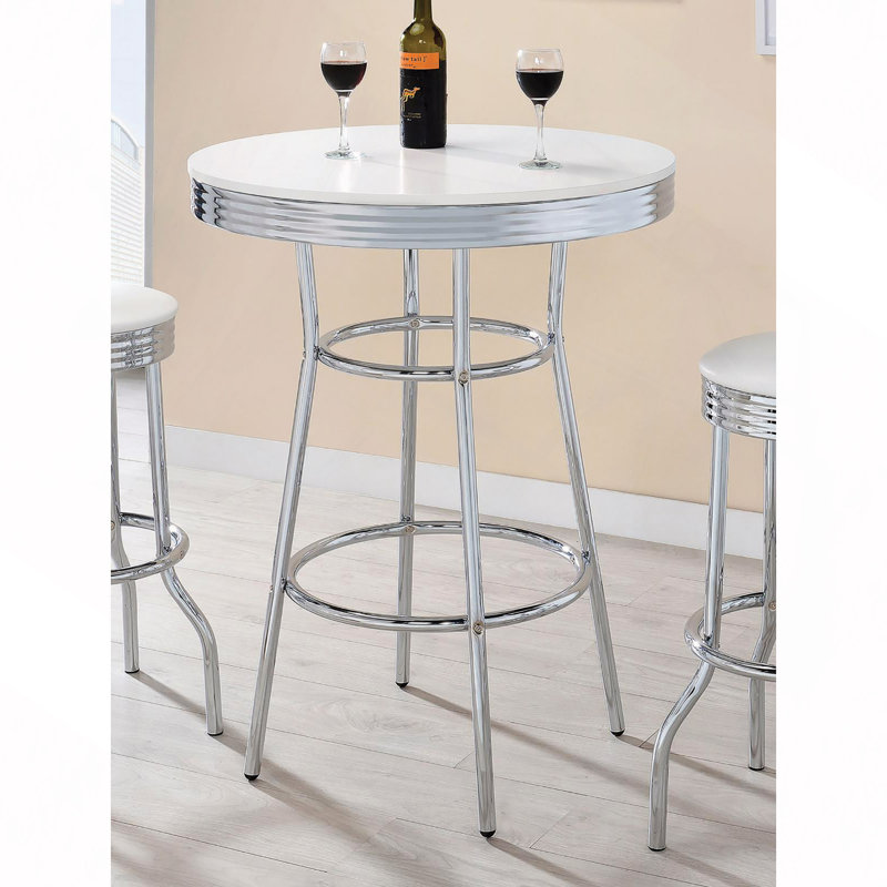 Table de bar ronde brillante et chromée Werner