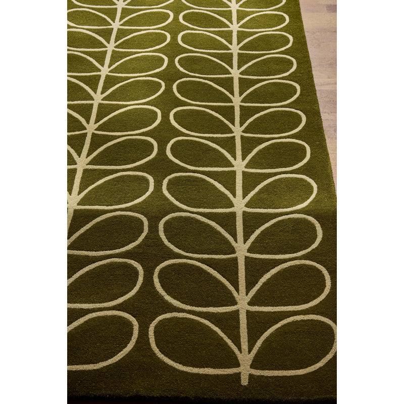 Hand Tufted Wool Abstract Area Rug in Olive, Rectangle 3'11" x 5'11"