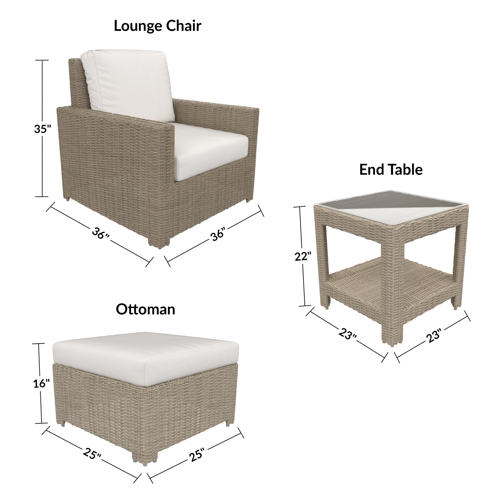 Henri 2-Person Sunbrella® Patio Seating Group, Canvas White