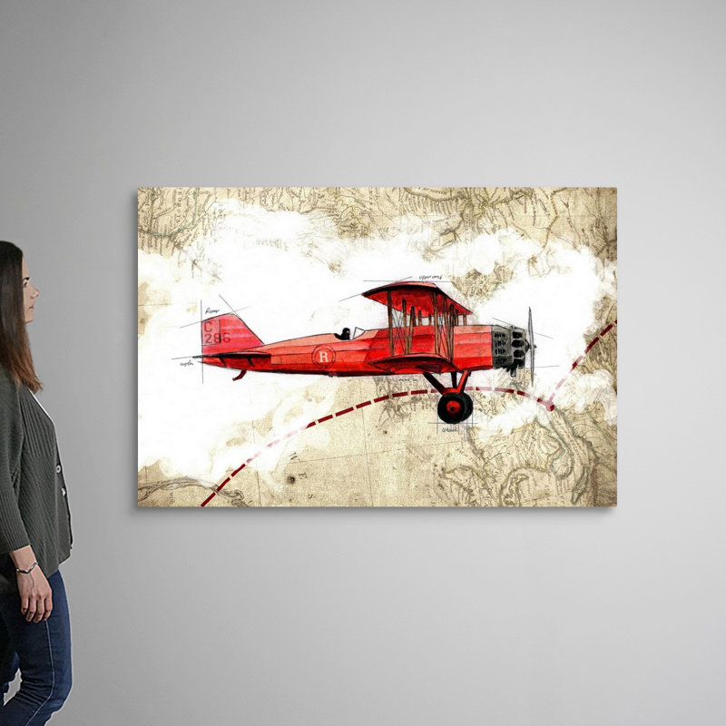 Biplane 3 - Impression sur toile, Toile tendue, H 40 po x l 60 po x P 1,25 po