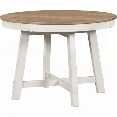 Farmhouse Round Extendable Dining Table with 16" Leaf and X-Shaped Base (42" to 58", Espresso, Seats 6)