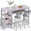 Ensemble de table de bar à hauteur de comptoir 2 personnes avec 2 tabourets rembourrés Euphemie-122808666
