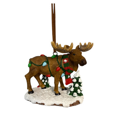 MOOSE W/ HOLIDAY LIGHTS ORNAMENT