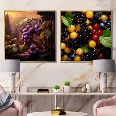 Fruits Royal Grapes Vineyard I - Ensemble de 2 impressions sur toile de fruits
