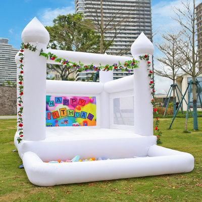 8' x 11' White Bounce House, Bounce House with Blower