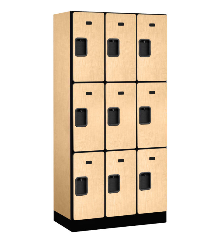 Mahogany 76" Triple Tier Lockable Gym Locker with Steel Handles