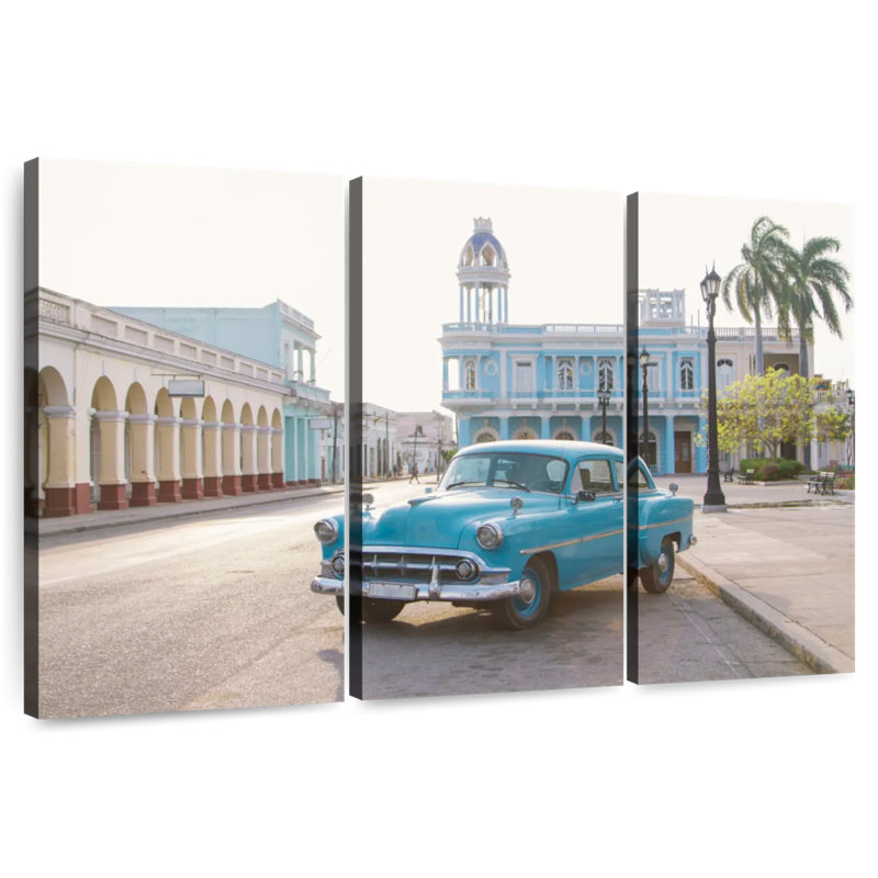 Voiture cubaine bleue Mehar, H 32 po x l 50 po