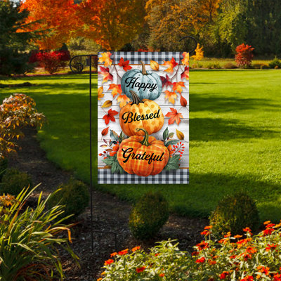 Drapeau de jardin «Happy Blessed Grateful»