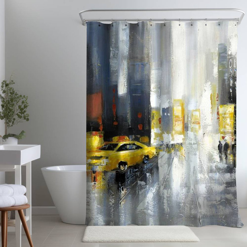Shower Curtain CI13 – Polyester Shower Curtain, Dye Sublimation Print, 71" W × 74" L