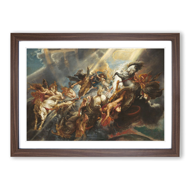 The Fall of Phaeton by Peter Paul Rubens - Picture Frame Painting, 48cm H x 65cm W x 2cm D, Walnut