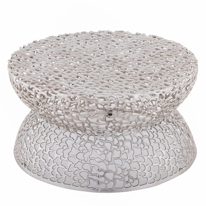 Table basse de style moderne 32 po en métal argenté argenté