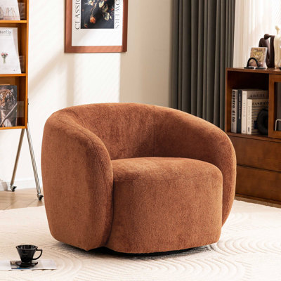 Munehito Upholstered Swivel Barrel Chair