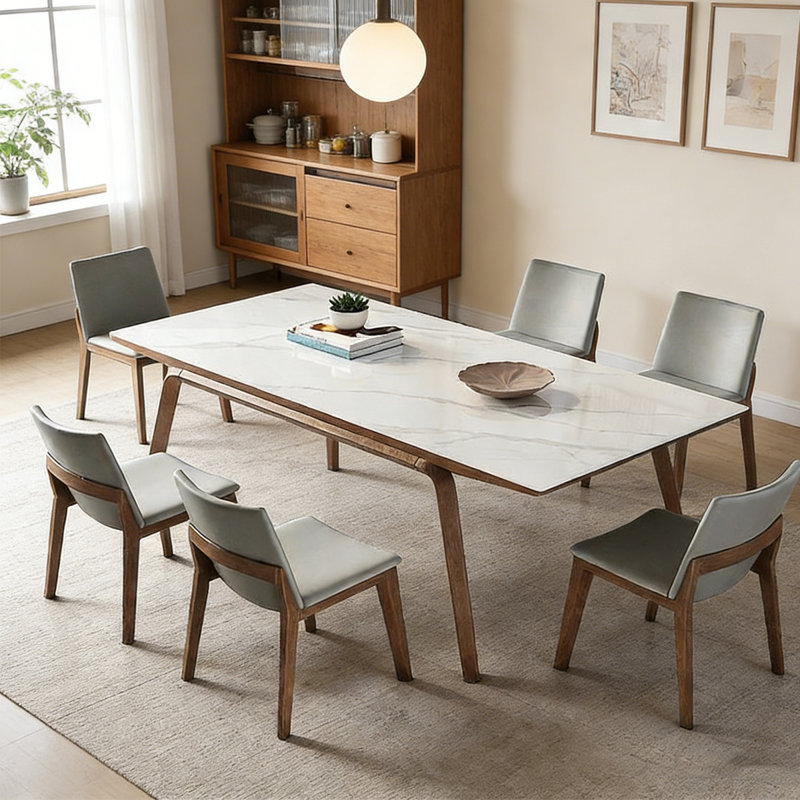 Rectangular minimalist dining table, 29.53"H x 70.87"L x 35.43"W