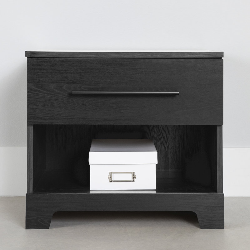 Black Oak 1-Drawer Contemporary Nightstand