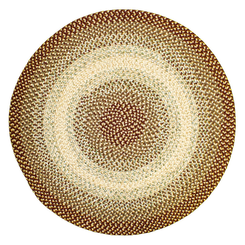 Tapis tressé bourgogne/beige Johannah, Rond 6 pi
