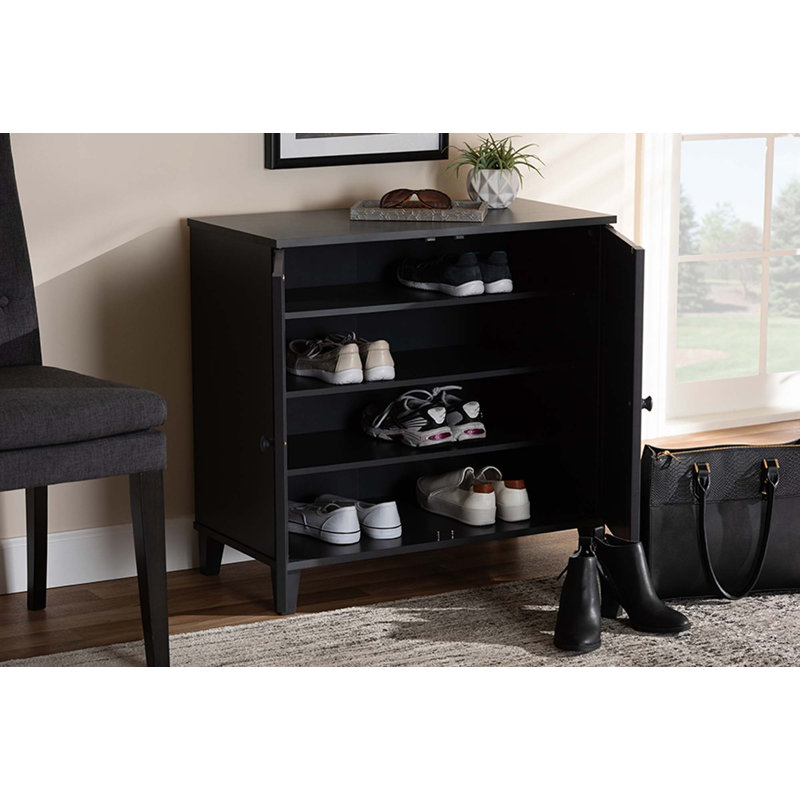 Armoire à chaussures moderne en bois brun foncé (haute), Gris