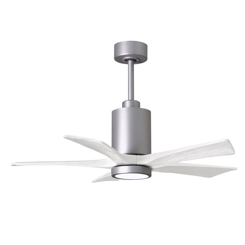 Patricia LED Downrod Ceiling Fan, Matte White, Brushed Nickel