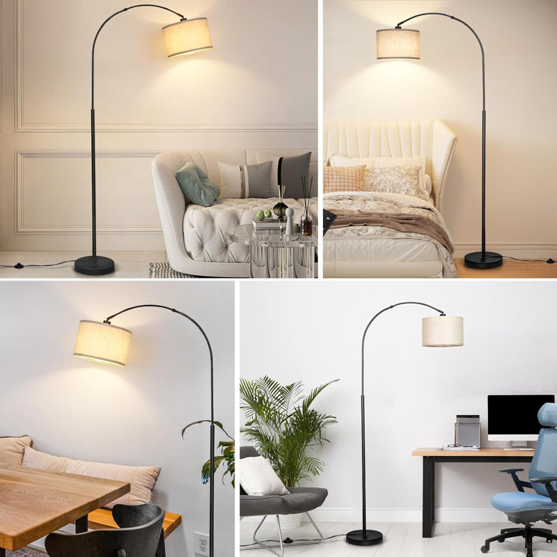 Lampe sur pied avec télécommande, ampoule à DEL à intensité variable, abat-jour tambour rotatif et interrupteur au pied pour le salon, la chambre à coucher ou le bureau