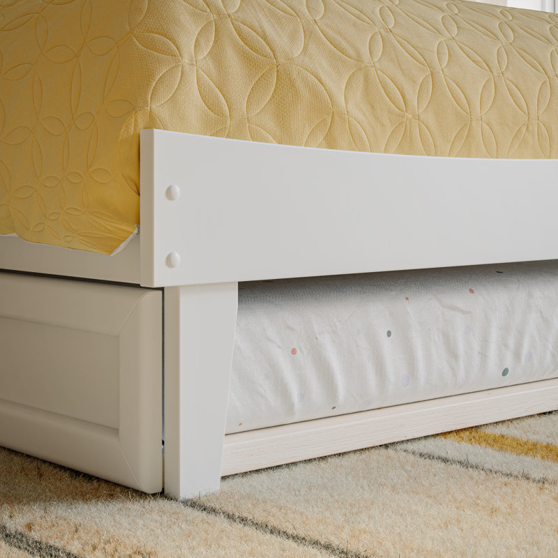 Phoenix Wood Platform Bed with Trundle, Twin, White