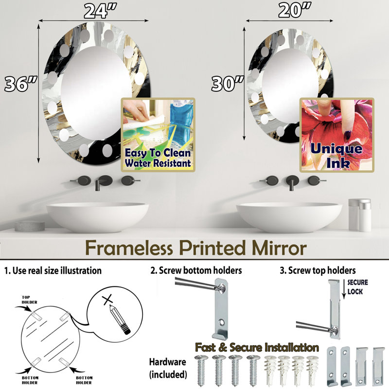 Miroir mural sans cadre Wella, 30 po x 20 po