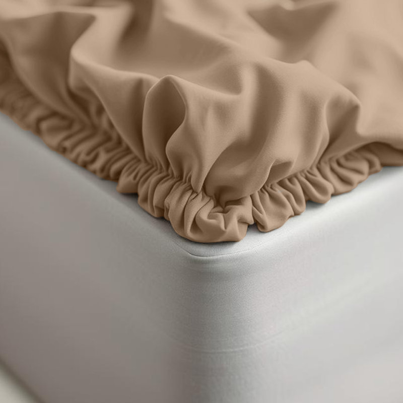 40cm Extra Deep Fitted Sheet – Soft Microfiber, Wrinkle-Free, Cooling, Elastic Corners, Beige, Kingsize (5')